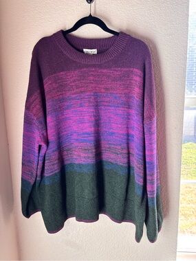 3X Ava & Viv Purple, Pink & Green Gradient Crewneck Sweater